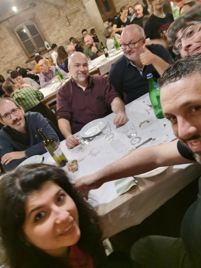 A cena con Aky, Lopiano, Ciglione, Mari e Pestrin durante Salso Ludix